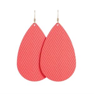Nickel & Suede Coral Punch Teardrops Earrings size Medium